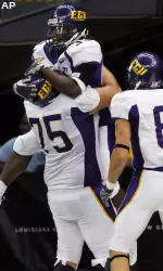 Sophomore Norman Whitley celebrates his first collegiate touchdown.