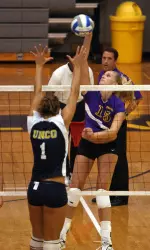 Junior Melissa Zentner led the Pirates with 10 kills and established a school-record .769 hitting percentage