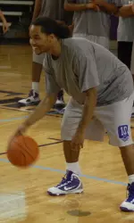 Brock Young demonstrates a ball-handling drill