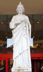 This statue of St. Jude, the patron saint of hopeless causes stands at the entrance of the St. Jude Children's Research Hospital in Memphis.