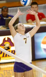 Senior setter Hannah Fenker tallied two double-doubles last week to bring her season total to three