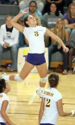 Senior Stephanie Turner (3) leads the Pirates with 43 kills