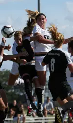Hali Oughton (88) scores her first goal of the season on a header in the 85th minute