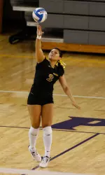Departing senior Marina Gusman-Brown recorded 13 digs Saturday at Marshall.