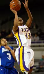 Junior Crystal Wilson scored nine points to go along with eight rebounds against Hampton.