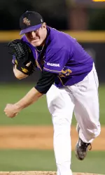 Sophomore Kevin Brandt strikesout eight in 6.2 innings of work.