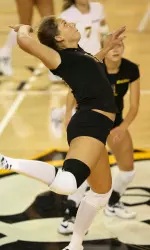 Junior Jackie Varnum led the offense with 12 kills against Rutgers