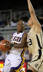 Sophomore Celeste Stewart was responsible for five of the Pirates' 20 assists Sunday.