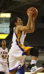 Sophomore Kristine Mial posted her first double-double in an ECU uniform Wednesday against Monmouth.