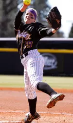 Senior Toni Paisley recorded the victory in both games of the doubleheader at Marshall Saturday to become ECU's all-time wins leader with 103.