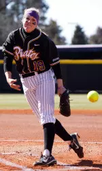 Senior Toni Paisley struck out a career-high 16 batters in the opener Saturday.