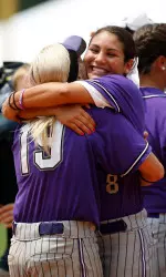 East Carolina seniors Sissy Jimenez and Toni Paisley celebrate after capturing the C-USA Championship Saturday with a 4-1 win against Tulsa.