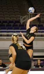 Senior Britney Roper led the Pirates with nine kills and a career-best 15 digs against Marshall Friday.