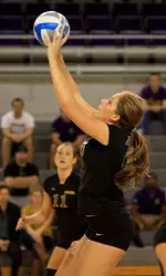 Senior Jackie Varnum is one of two Pirates averaging over a block per set so far this season.