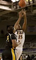 Senior Chareya Smith netted a team-best 13 points at Hampton Monday evening.