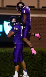 Justin Jones (left) and Justin Hardy (right) combine for five touchdown receptions against Memphis