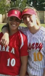 Junior Cicely Lopez (left) and sophomore Alex Fieldhouse were high school opponents, but return home this weekend with the Pirates.