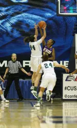 Junior Britny Edwards ended her junior campaign ranked ninth on the ECU single-season blocked shot top 10 chart.