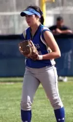 Kelsi Briggs prepares for a pitch while playing at Valencia High School.