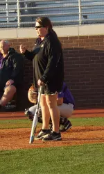 Head coach Beth Keylon-Randolph instructs the team during practice on Tuesday..