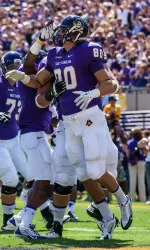 Sophomore Bryce Williams celebrates after his first career touchdown in the first quarter.