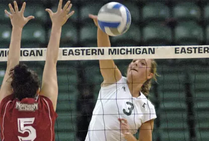 Volleyball Cages Huskies, 3-1, For Fifth Consecutive Victory Image