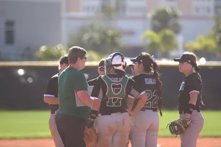 Softball Team Huddle vs. George Mason