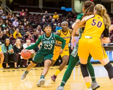 CLEVELAND (Quicken Loans Arena) ... Central Michigan advanced to MAC Tournament Semifinals with 67-64 win over Eastern Michigan on Wednesday, March 7 ... PICTURED: Danielle Minott (EMU)