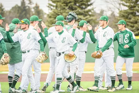 Eastern Michigan baseball celebrates a win