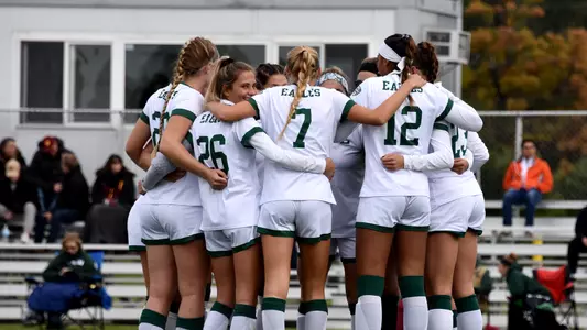 Eastern Michigan Team Huddles before a game.