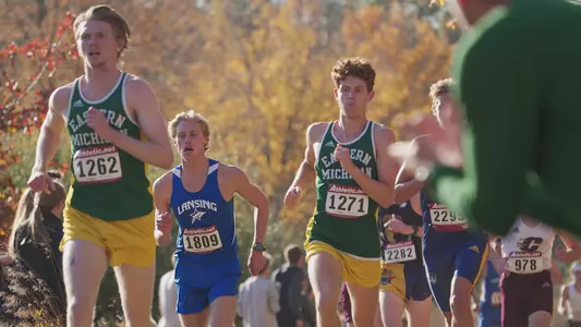 Carson McCoy and Ronald Brandal run at the 2022 EMU Fall Classic