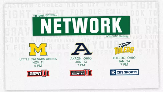 Graphic featuring logos of Michigan, Akron, and Toledo for 2022-23 MAC pre-season TV selections