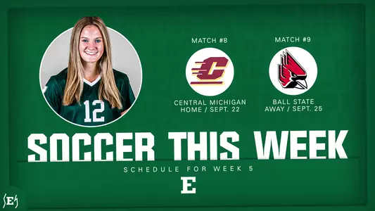 Graphic showing Lily Spotak and logos for this week's opponents, Central Michigan and Ball State