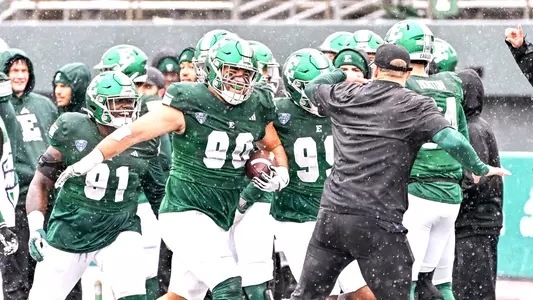 Adrian Gonzalez with a fumble recovery celebration vs. Kent State