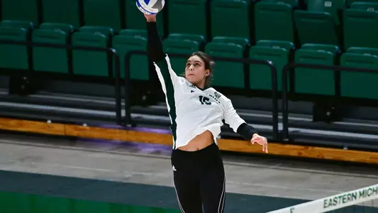 Sabrina Gremm jumps to spike the ball over