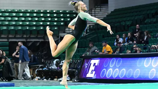 AG McCullough does skill during floor routine against Kent State