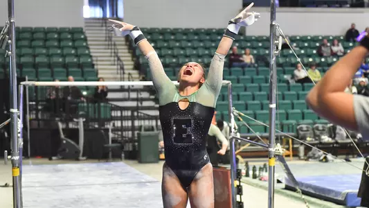 Molly Parris sticks bars dismount against Kent State