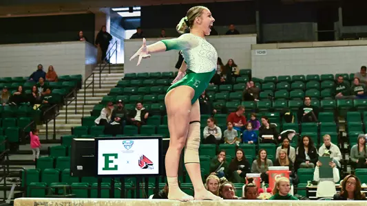 Mick Stuckey during her beam routine against Ball State