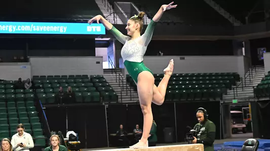 Ella Chemotti during her beam routine against BSU