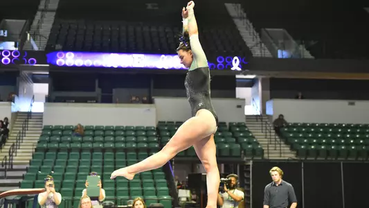 Hay Crossen before performing series on beam against Kent State