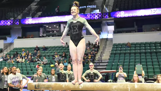 Rai Boris during her beam routine against Kent State