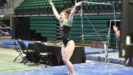 Rai Boris sticks her beam dismount against Kent State