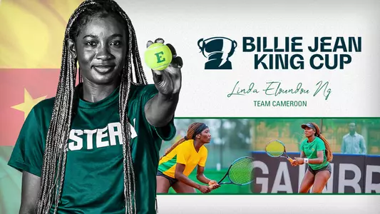 Graphic Linda Eloundou Nga in Action at 2023 Billie Jean King Cup