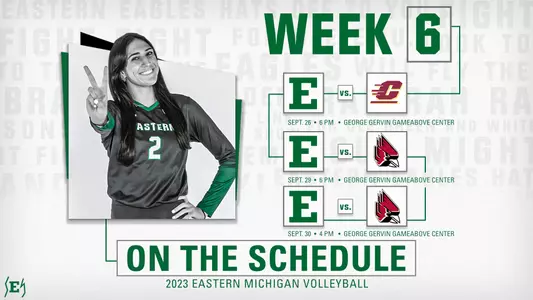 ON THE SCHEDULE THIS WEEK VBALL VS CMU/BSU