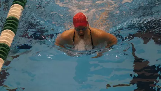 Abby Szadorski swims the breaststroke against Cleveland State, Oct. 18, 2024