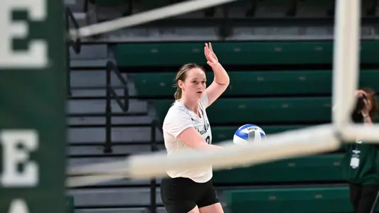 Maddie Stayer serves the ball against Central Michigan, Nov. 5, 2024