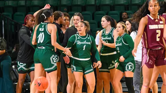 YPSILANTI, MI - NOVEMBER 4:  during the Eastern Michigan Eagles vs Texas State Bobcats game on Monday November 4, 2024 at George Gervin GameAbove Center in Ypsilanti, MI. (Photo by Steven King/Icon Sportswire)
