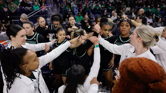 WBB Team Huddle at Notre Dame