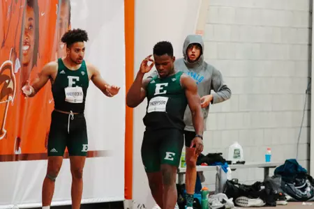 Formula Thompson Prepares to Long Jump at the 2022-23 MAC Indoor Championships