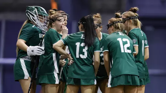 2024 Lacrosse Group Huddle in Game at Notre Dame